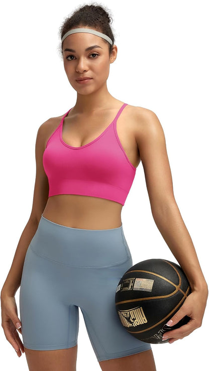 Sports Bras for Women,Sexy Crisscross Back Seamless Supportive Sports Bra Medium Support with Removable Pads