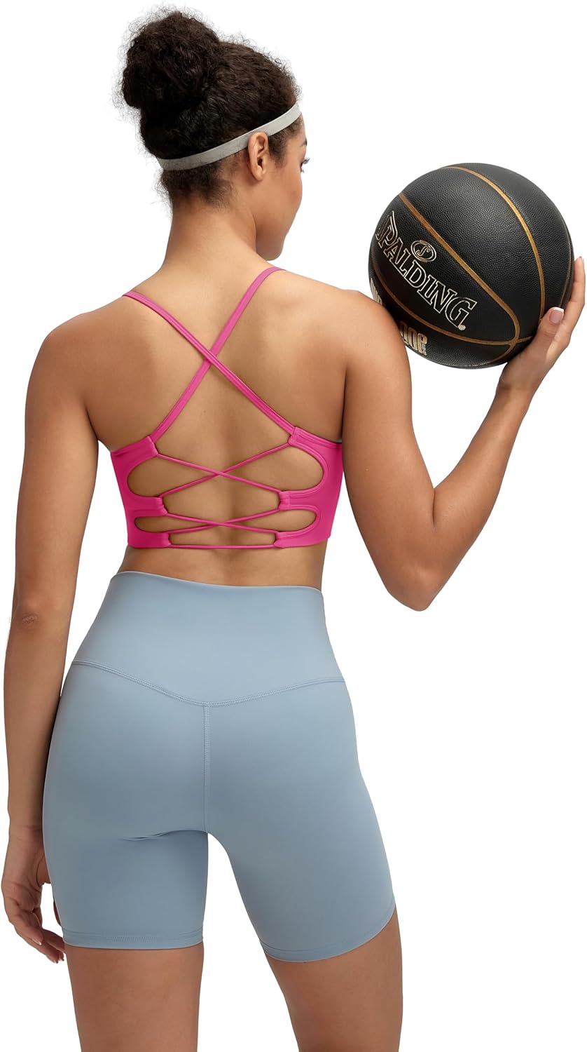 Sports Bras for Women,Sexy Crisscross Back Seamless Supportive Sports Bra Medium Support with Removable Pads