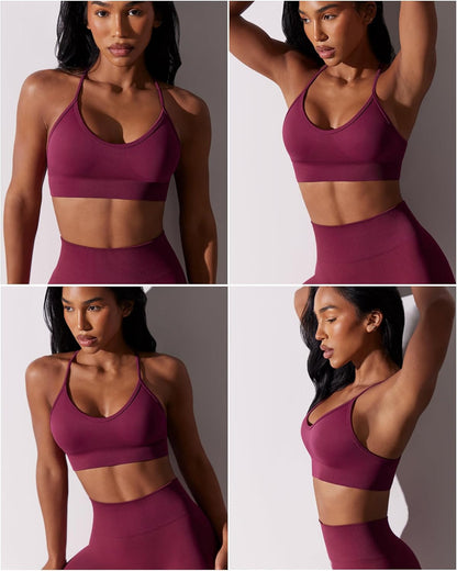 Sports Bras for Women,Sexy Crisscross Back Seamless Supportive Sports Bra Medium Support with Removable Pads