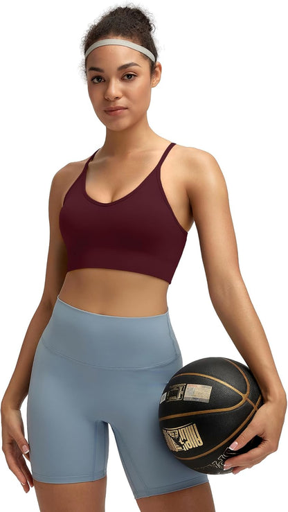 Sports Bras for Women,Sexy Crisscross Back Seamless Supportive Sports Bra Medium Support with Removable Pads