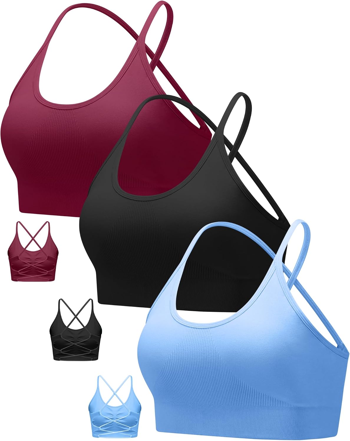 Sports Bras for Women,Sexy Crisscross Back Seamless Supportive Sports Bra Medium Support with Removable Pads
