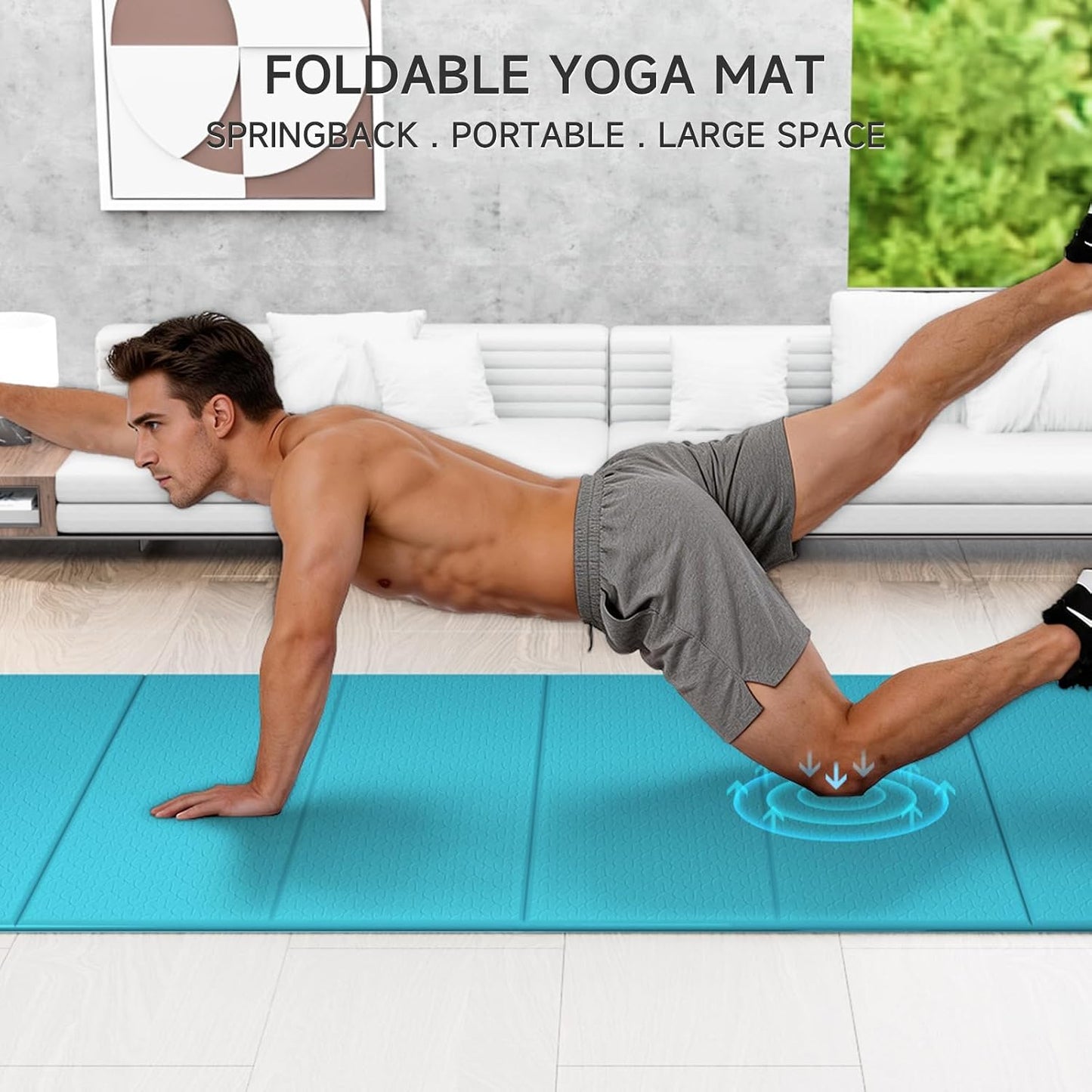 7-Fold Yoga Mat 74"x31" - 0.31 Inch Thick Folding Exercise Mat, Extra Wide Non-Slip POE Mat for Travel, Storage, Yoga, Pilates, Meditation & Home Gym, Lightweight & Portable
