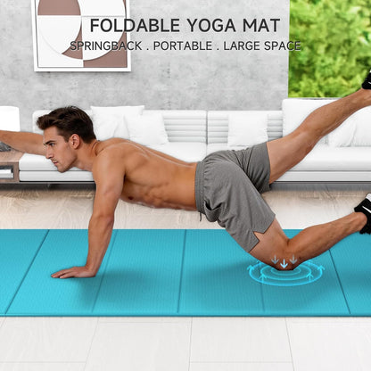 7-Fold Yoga Mat 74"x31" - 0.31 Inch Thick Folding Exercise Mat, Extra Wide Non-Slip POE Mat for Travel, Storage, Yoga, Pilates, Meditation & Home Gym, Lightweight & Portable