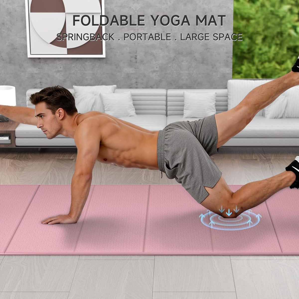 7-Fold Yoga Mat 74"x31" - 0.31 Inch Thick Folding Exercise Mat, Extra Wide Non-Slip POE Mat for Travel, Storage, Yoga, Pilates, Meditation & Home Gym, Lightweight & Portable