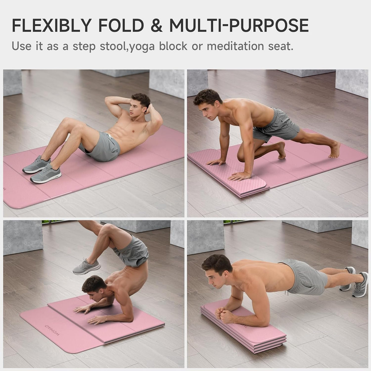 7-Fold Yoga Mat 74"x31" - 0.31 Inch Thick Folding Exercise Mat, Extra Wide Non-Slip POE Mat for Travel, Storage, Yoga, Pilates, Meditation & Home Gym, Lightweight & Portable
