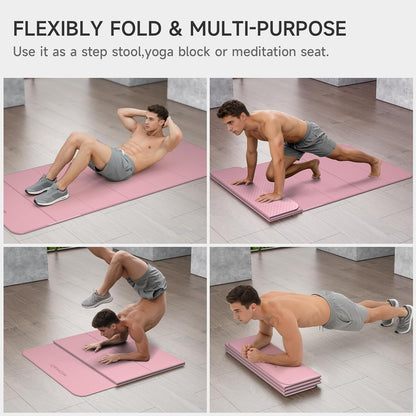 7-Fold Yoga Mat 74"x31" - 0.31 Inch Thick Folding Exercise Mat, Extra Wide Non-Slip POE Mat for Travel, Storage, Yoga, Pilates, Meditation & Home Gym, Lightweight & Portable