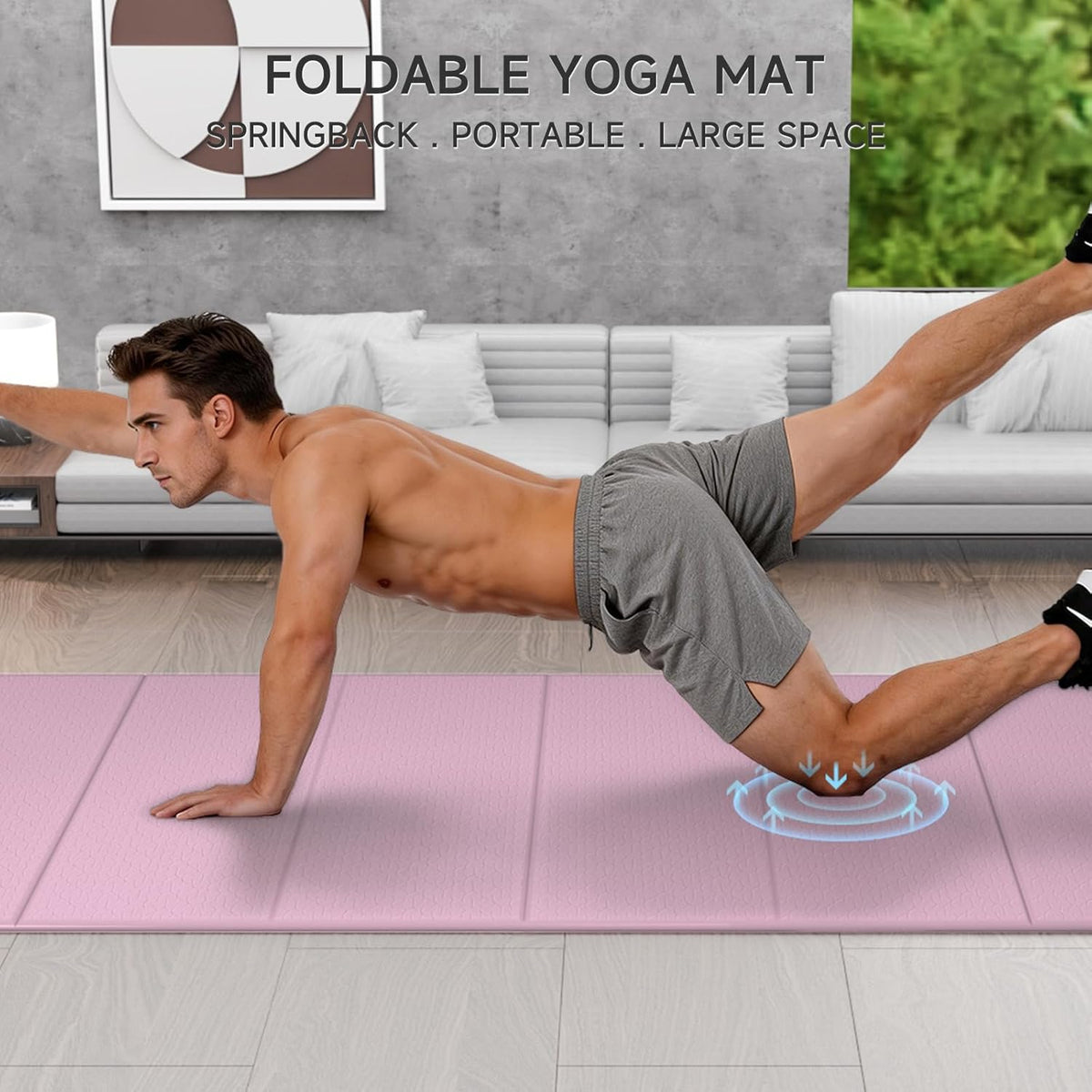 7-Fold Yoga Mat 74"x31" - 0.31 Inch Thick Folding Exercise Mat, Extra Wide Non-Slip POE Mat for Travel, Storage, Yoga, Pilates, Meditation & Home Gym, Lightweight & Portable