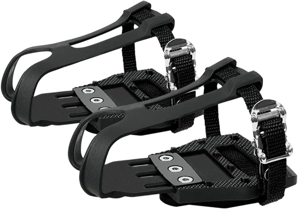 Bike Pedals Shimano SPD/Look Delta Compatible 9/16'' with Toe Clips - Peloton Pedals for Regular Shoes - Toe Cages for Peloton Bike - Exercise Bike Pedals - Universal Fit Bicycle Pedal