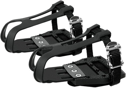 Bike Pedals Shimano SPD/Look Delta Compatible 9/16'' with Toe Clips - Peloton Pedals for Regular Shoes - Toe Cages for Peloton Bike - Exercise Bike Pedals - Universal Fit Bicycle Pedal