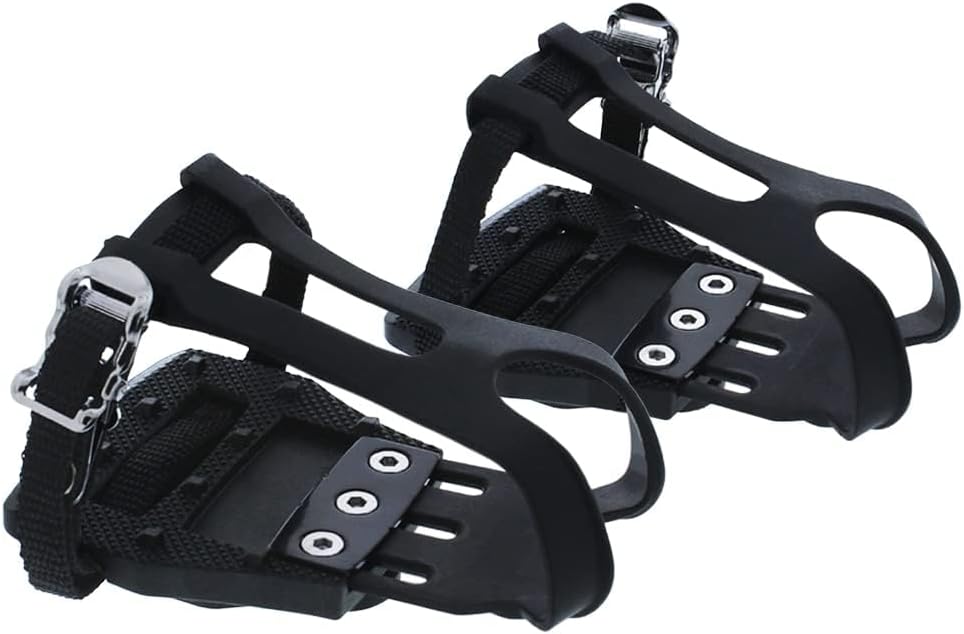Bike Pedals Shimano SPD/Look Delta Compatible 9/16'' with Toe Clips - Peloton Pedals for Regular Shoes - Toe Cages for Peloton Bike - Exercise Bike Pedals - Universal Fit Bicycle Pedal