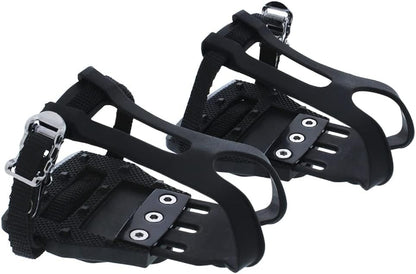 Bike Pedals Shimano SPD/Look Delta Compatible 9/16'' with Toe Clips - Peloton Pedals for Regular Shoes - Toe Cages for Peloton Bike - Exercise Bike Pedals - Universal Fit Bicycle Pedal