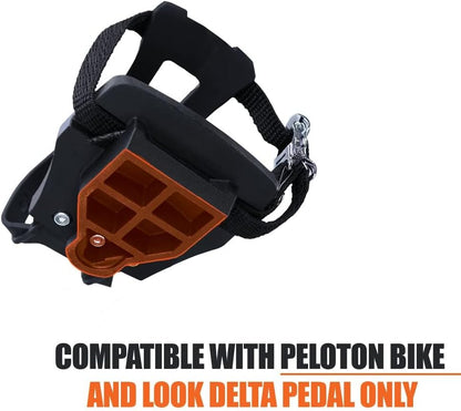 Bike Pedals Shimano SPD/Look Delta Compatible 9/16'' with Toe Clips - Peloton Pedals for Regular Shoes - Toe Cages for Peloton Bike - Exercise Bike Pedals - Universal Fit Bicycle Pedal