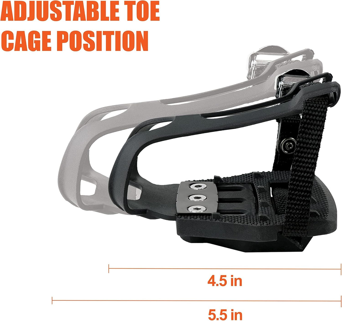 Bike Pedals Shimano SPD/Look Delta Compatible 9/16'' with Toe Clips - Peloton Pedals for Regular Shoes - Toe Cages for Peloton Bike - Exercise Bike Pedals - Universal Fit Bicycle Pedal
