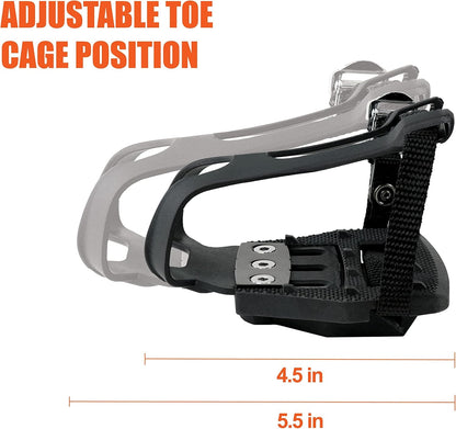 Bike Pedals Shimano SPD/Look Delta Compatible 9/16'' with Toe Clips - Peloton Pedals for Regular Shoes - Toe Cages for Peloton Bike - Exercise Bike Pedals - Universal Fit Bicycle Pedal