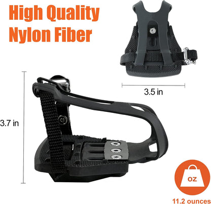 Bike Pedals Shimano SPD/Look Delta Compatible 9/16'' with Toe Clips - Peloton Pedals for Regular Shoes - Toe Cages for Peloton Bike - Exercise Bike Pedals - Universal Fit Bicycle Pedal
