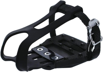 Bike Pedals Shimano SPD/Look Delta Compatible 9/16'' with Toe Clips - Peloton Pedals for Regular Shoes - Toe Cages for Peloton Bike - Exercise Bike Pedals - Universal Fit Bicycle Pedal