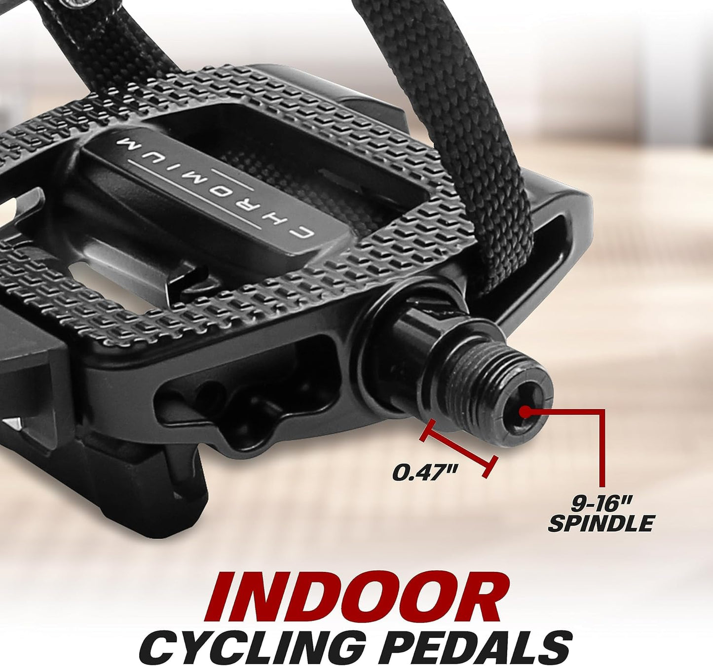 Bike Pedals Shimano SPD/Look Delta Compatible 9/16'' with Toe Clips - Peloton Pedals for Regular Shoes - Toe Cages for Peloton Bike - Exercise Bike Pedals - Universal Fit Bicycle Pedal