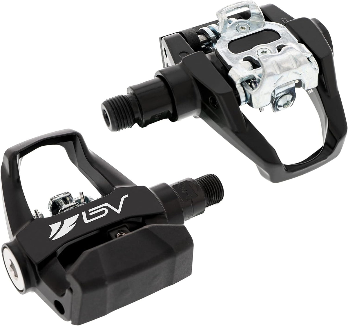 Bike Pedals Shimano SPD/Look Delta Compatible 9/16'' with Toe Clips - Peloton Pedals for Regular Shoes - Toe Cages for Peloton Bike - Exercise Bike Pedals - Universal Fit Bicycle Pedal