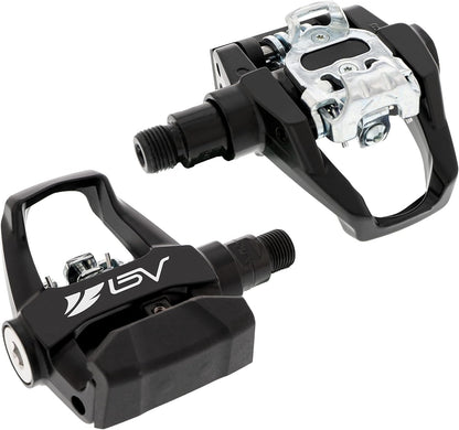 Bike Pedals Shimano SPD/Look Delta Compatible 9/16'' with Toe Clips - Peloton Pedals for Regular Shoes - Toe Cages for Peloton Bike - Exercise Bike Pedals - Universal Fit Bicycle Pedal