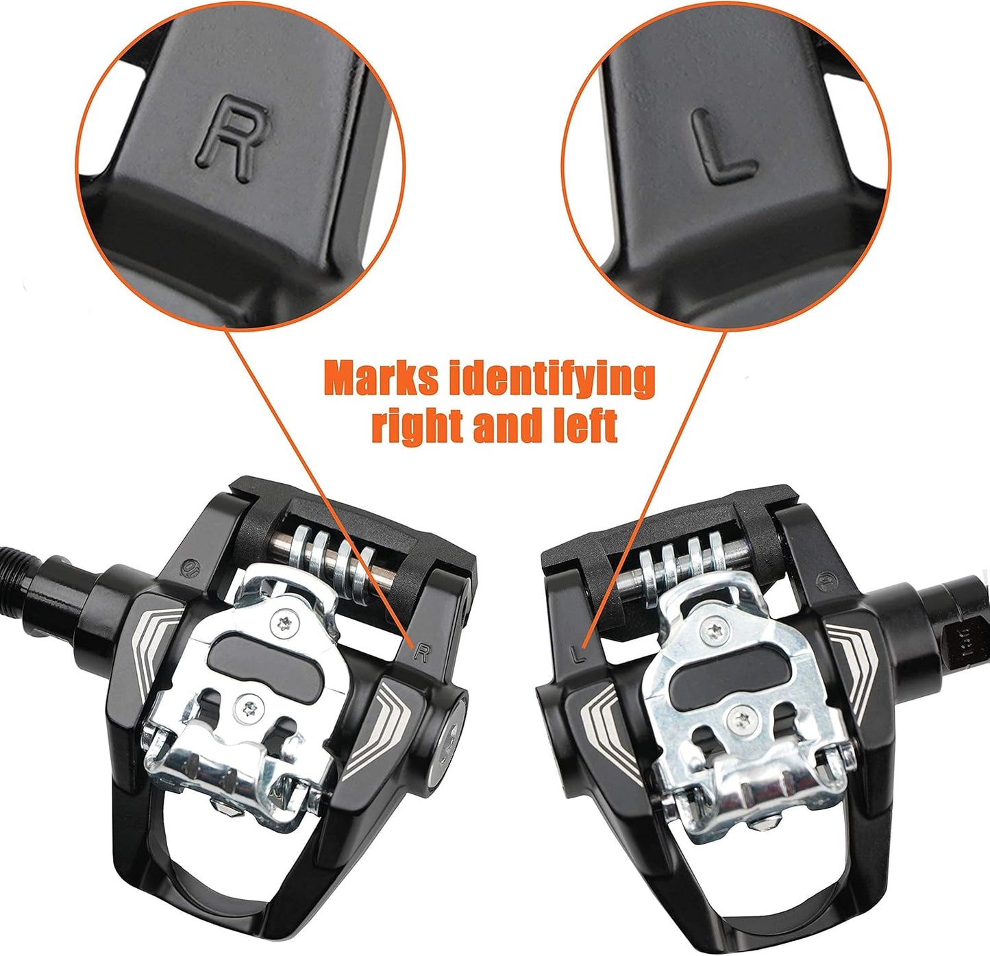 Bike Pedals Shimano SPD/Look Delta Compatible 9/16'' with Toe Clips - Peloton Pedals for Regular Shoes - Toe Cages for Peloton Bike - Exercise Bike Pedals - Universal Fit Bicycle Pedal