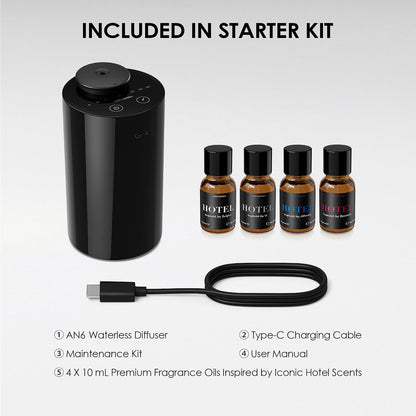 AN6 Waterless Diffuser for Essential Oil for Home, Room, Black