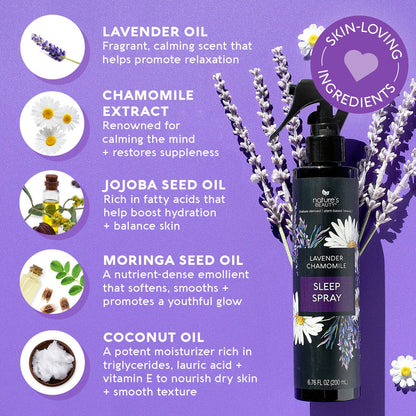Lavender Chamomile Sleep Spray Multi-Pack - Sleep Well + Relax with Premium Grade Room + Pillow Spray, Made w/Coconut, Jojoba + Moringa Seed Oils, 6.76 fl oz (2 Pack)