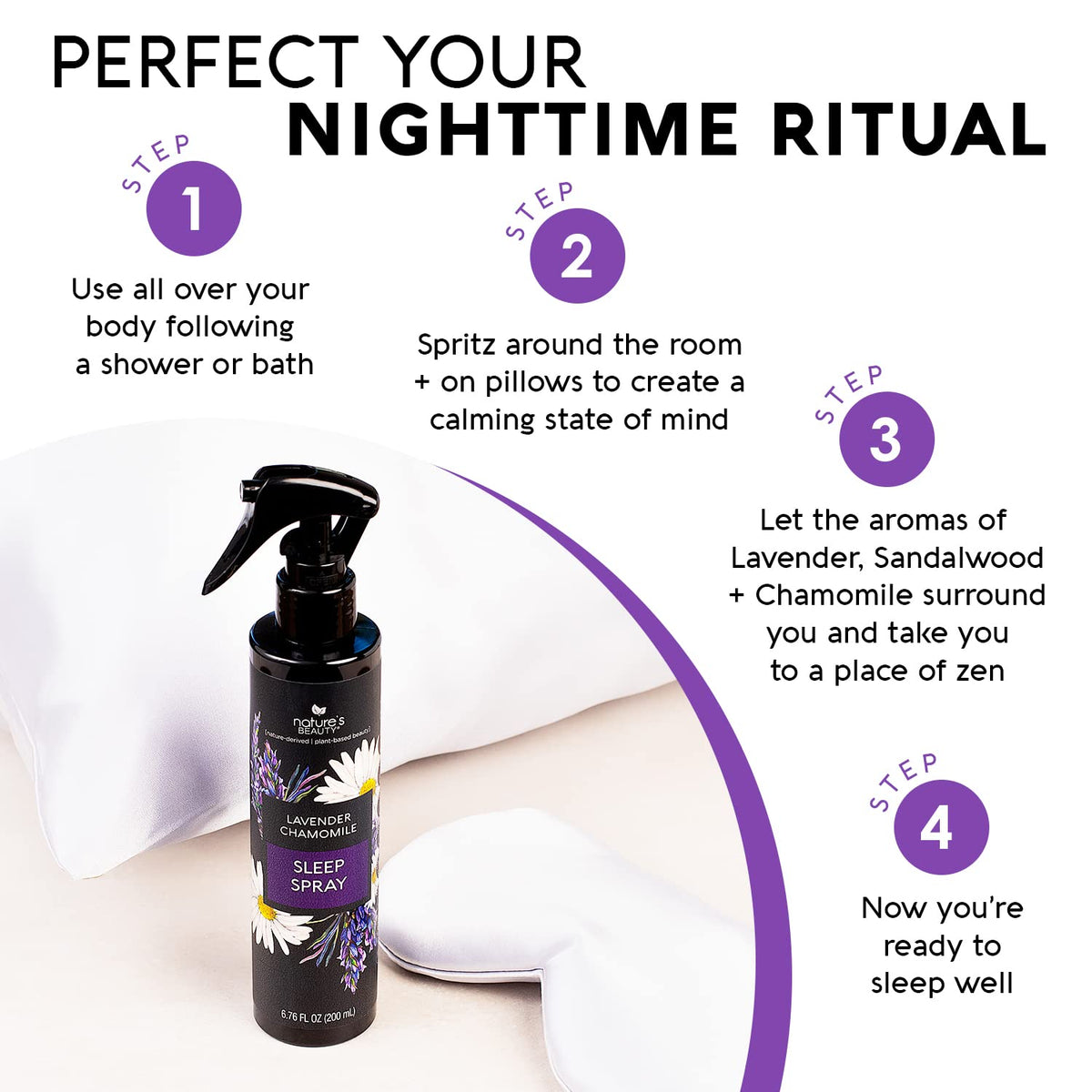 Lavender Chamomile Sleep Spray Multi-Pack - Sleep Well + Relax with Premium Grade Room + Pillow Spray, Made w/Coconut, Jojoba + Moringa Seed Oils, 6.76 fl oz (2 Pack)