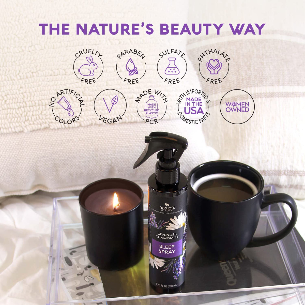 Lavender Chamomile Sleep Spray Multi-Pack - Sleep Well + Relax with Premium Grade Room + Pillow Spray, Made w/Coconut, Jojoba + Moringa Seed Oils, 6.76 fl oz (2 Pack)
