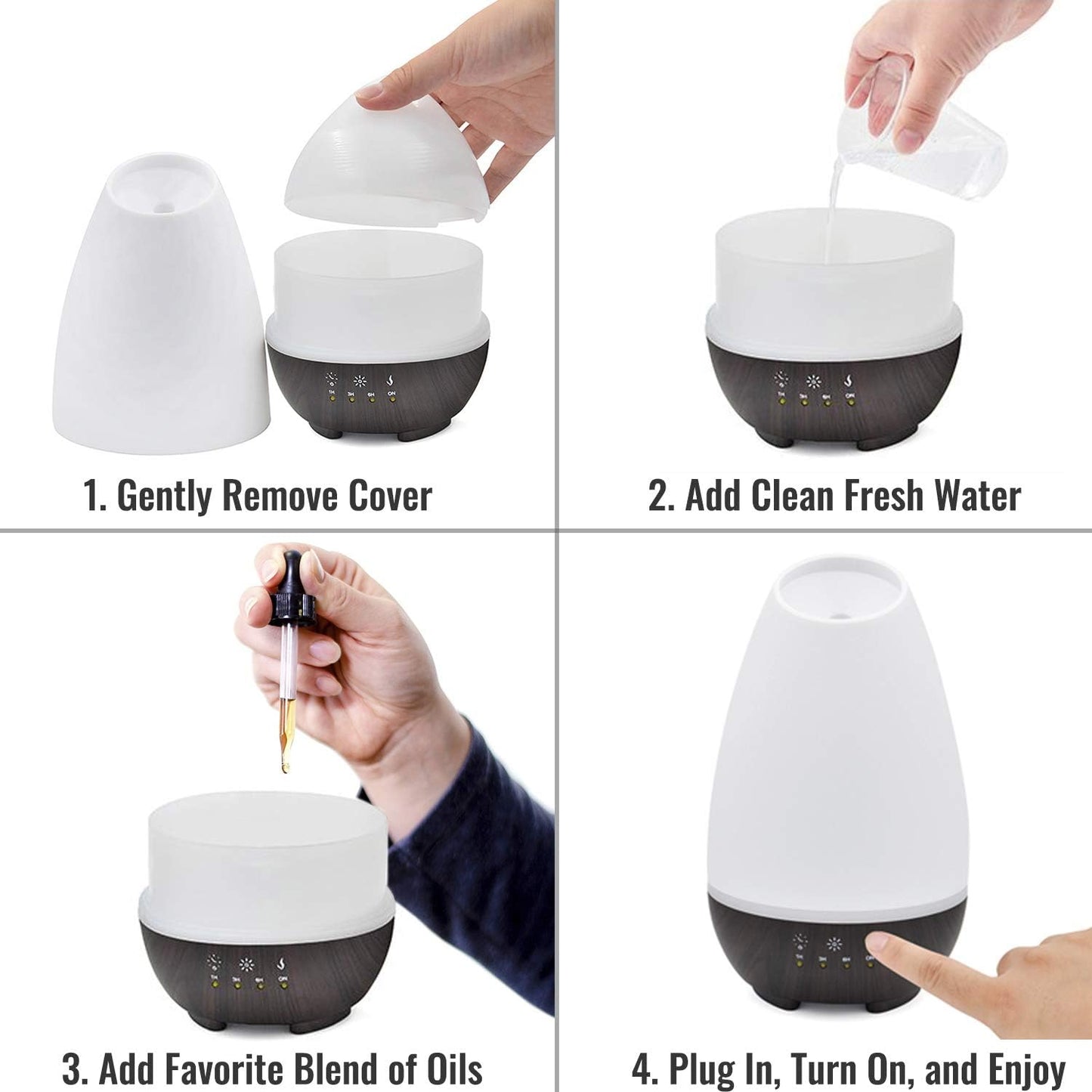 500ML Essential Oil Diffuser for Large Rooms, Cool Mist Humidifier and Aromatherapy Diffuser, Adjustable Timer, Mist Mode and 7 LED Light Colors, White (Pack of 1)