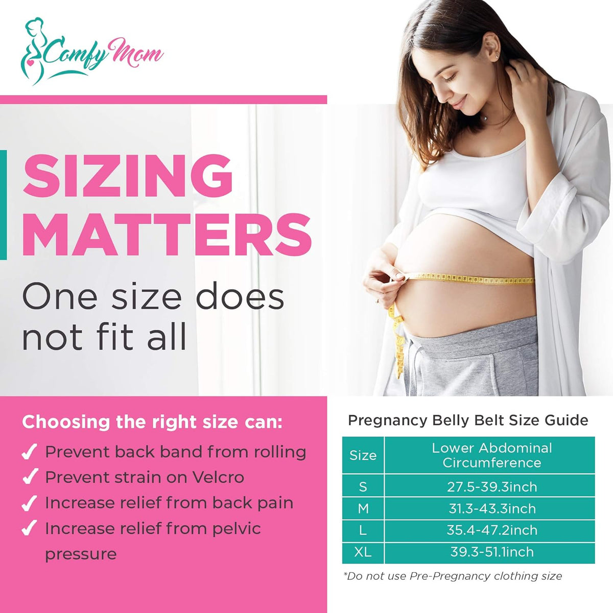 Belly Band for Pregnancy, Pregnancy Belt - Maternity Belt for Back Pain. Prenatal - Pregnancy Support Belt with Adjustable/Breathable Material. Back Support for Pregnant Women. (Medium, Purple)