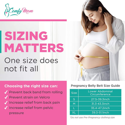 Belly Band for Pregnancy, Pregnancy Belt - Maternity Belt for Back Pain. Prenatal - Pregnancy Support Belt with Adjustable/Breathable Material. Back Support for Pregnant Women. (Medium, Purple)