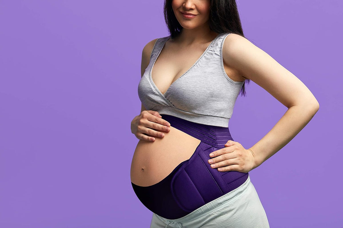 Belly Band for Pregnancy, Pregnancy Belt - Maternity Belt for Back Pain. Prenatal - Pregnancy Support Belt with Adjustable/Breathable Material. Back Support for Pregnant Women. (Medium, Purple)