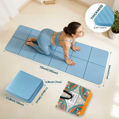 Foldable Yoga Mat Thick Non-Slip Exercise Mat | Packable Travel Fitness Mat, Carrying Bag Included, For Yoga, Pilates, Workout, Home & Gym Use