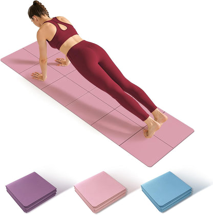 Foldable Yoga Mat Thick Non-Slip Exercise Mat | Packable Travel Fitness Mat, Carrying Bag Included, For Yoga, Pilates, Workout, Home & Gym Use