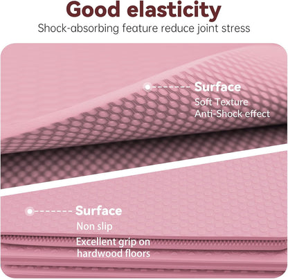 Foldable Yoga Mat Thick Non-Slip Exercise Mat | Packable Travel Fitness Mat, Carrying Bag Included, For Yoga, Pilates, Workout, Home & Gym Use