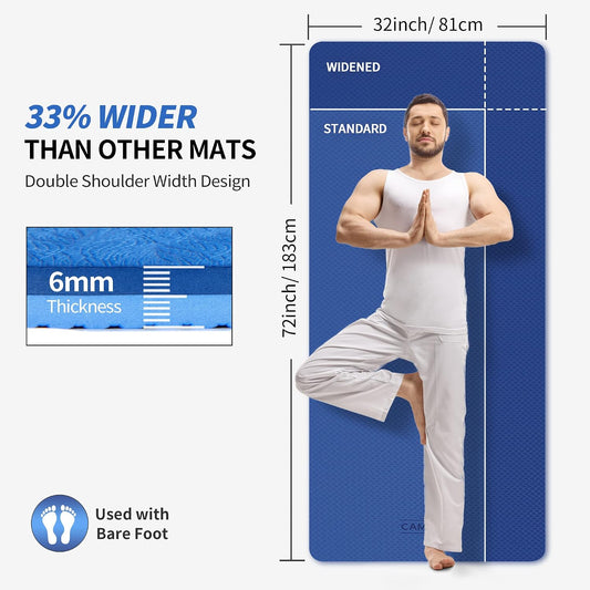Extra Wide Yoga Mat for Women and Men (72"/84"x 32"x 1/4") TPE Workout Mat, Non-slip Large Exercise Fitness Mat for Yoga, Pilates, Workout