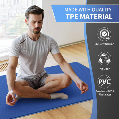 Extra Wide Yoga Mat for Women and Men (72"/84"x 32"x 1/4") TPE Workout Mat, Non-slip Large Exercise Fitness Mat for Yoga, Pilates, Workout