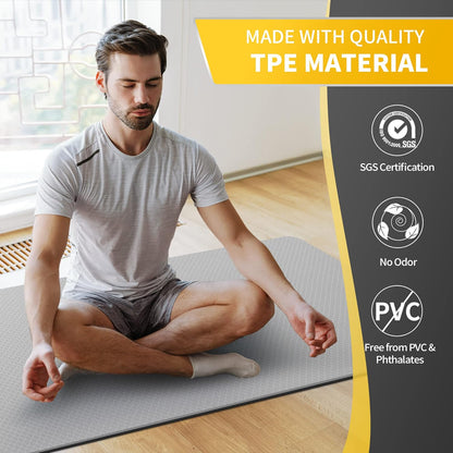 Extra Wide Yoga Mat for Women and Men (72"/84"x 32"x 1/4") TPE Workout Mat, Non-slip Large Exercise Fitness Mat for Yoga, Pilates, Workout