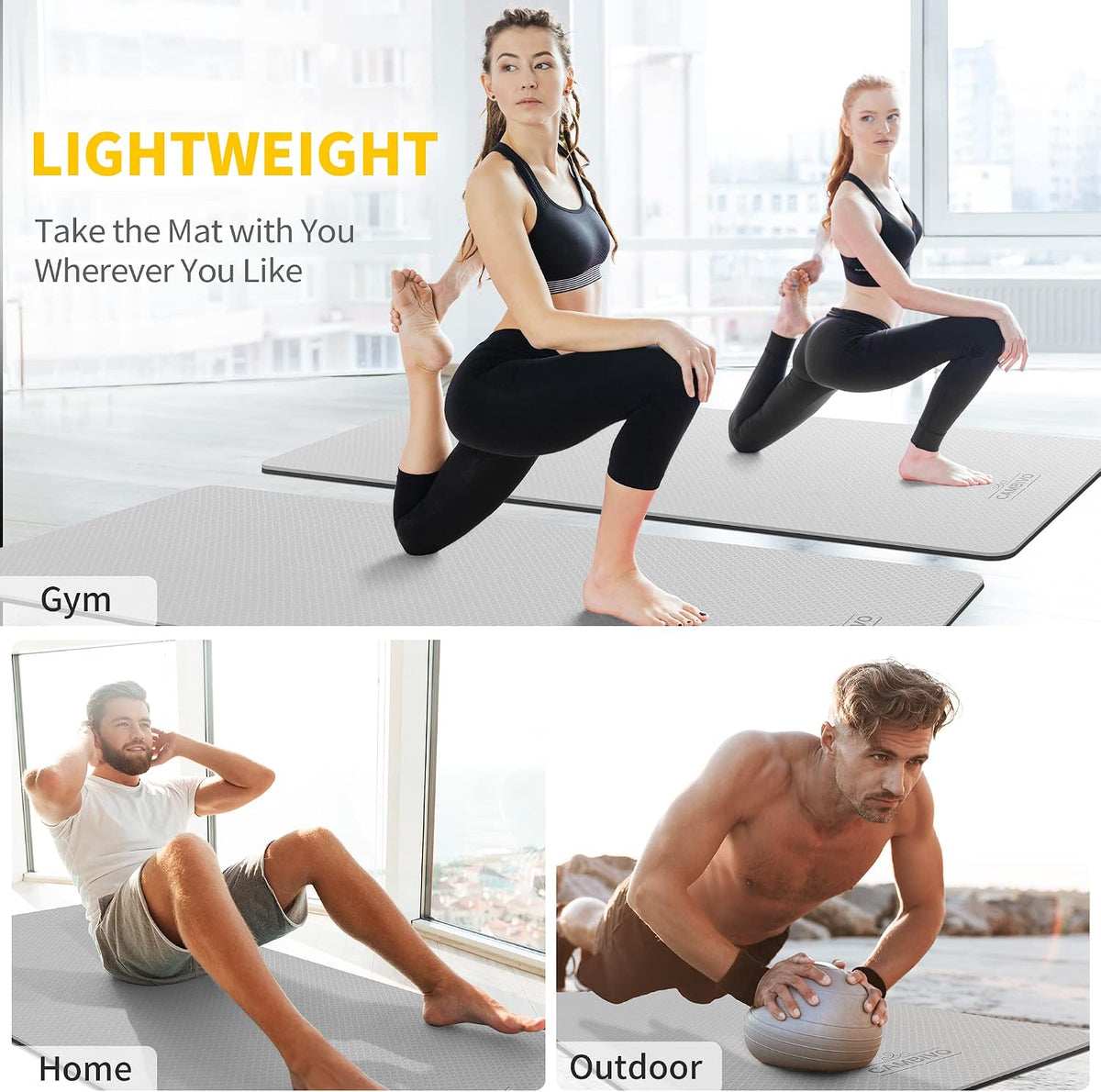 Extra Wide Yoga Mat for Women and Men (72"/84"x 32"x 1/4") TPE Workout Mat, Non-slip Large Exercise Fitness Mat for Yoga, Pilates, Workout