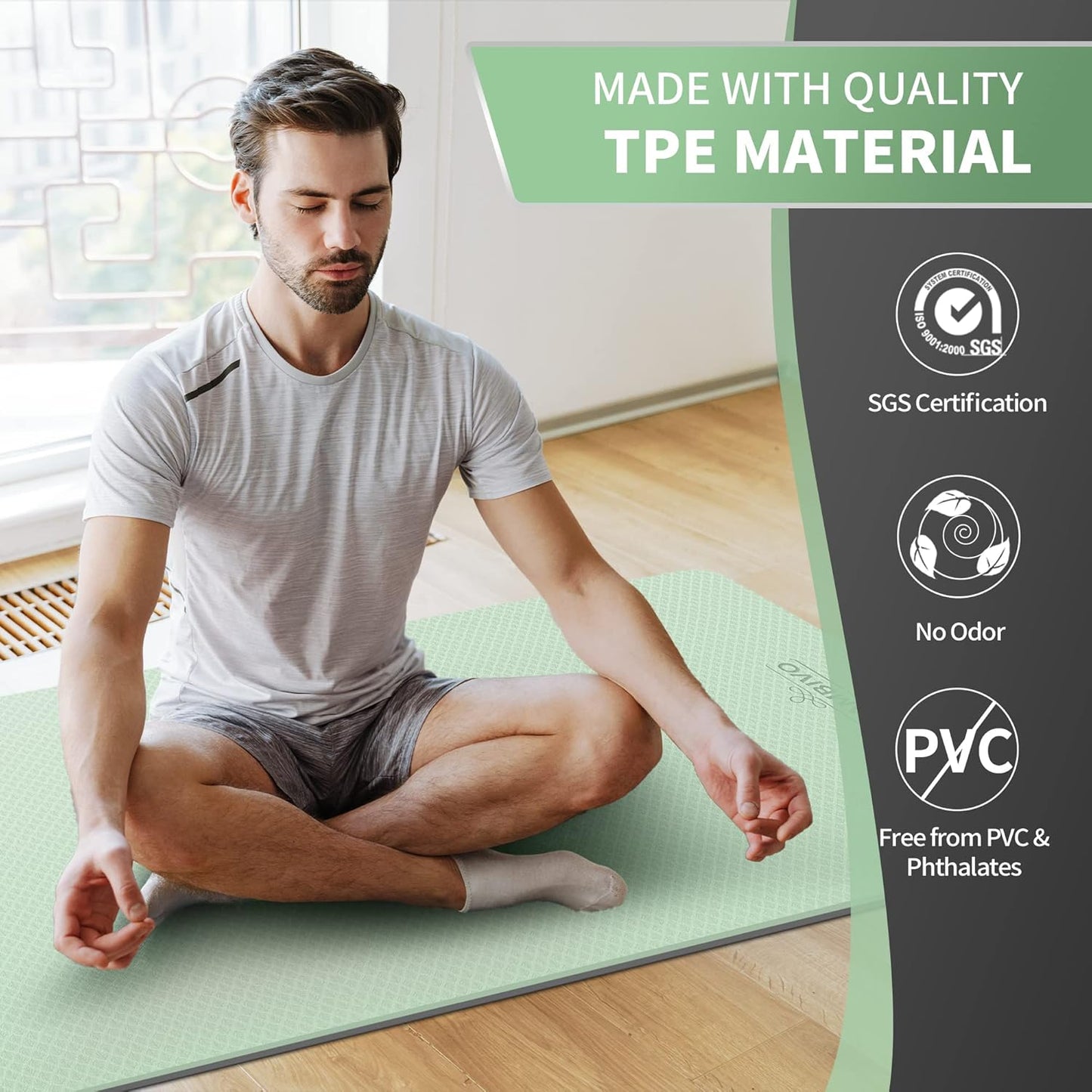 Extra Wide Yoga Mat for Women and Men (72"/84"x 32"x 1/4") TPE Workout Mat, Non-slip Large Exercise Fitness Mat for Yoga, Pilates, Workout
