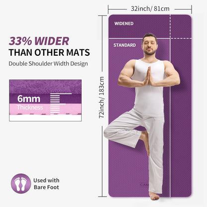 Extra Wide Yoga Mat for Women and Men (72"/84"x 32"x 1/4") TPE Workout Mat, Non-slip Large Exercise Fitness Mat for Yoga, Pilates, Workout