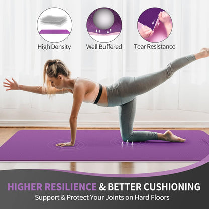Extra Wide Yoga Mat for Women and Men (72"/84"x 32"x 1/4") TPE Workout Mat, Non-slip Large Exercise Fitness Mat for Yoga, Pilates, Workout