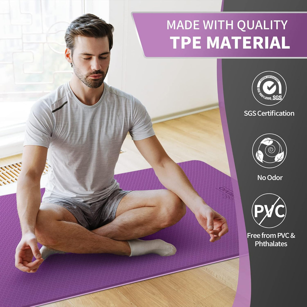 Extra Wide Yoga Mat for Women and Men (72"/84"x 32"x 1/4") TPE Workout Mat, Non-slip Large Exercise Fitness Mat for Yoga, Pilates, Workout