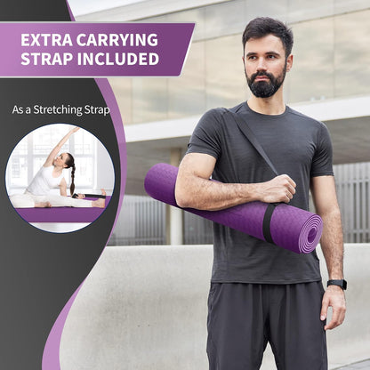 Extra Wide Yoga Mat for Women and Men (72"/84"x 32"x 1/4") TPE Workout Mat, Non-slip Large Exercise Fitness Mat for Yoga, Pilates, Workout