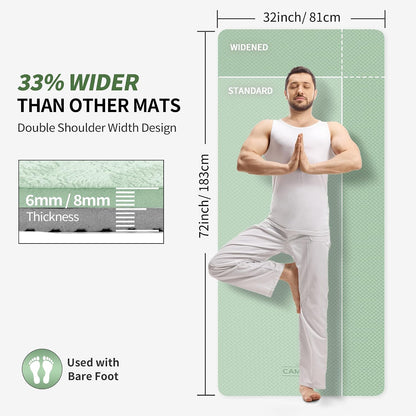 Extra Wide Yoga Mat for Women and Men (72"/84"x 32"x 1/4") TPE Workout Mat, Non-slip Large Exercise Fitness Mat for Yoga, Pilates, Workout