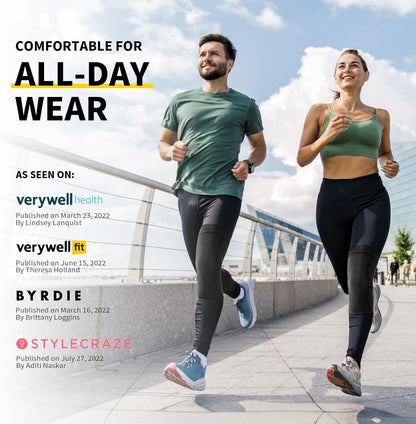 2 Pack Knee Braces for Women & Men, Knee Compression Sleeves for Knee Pain Relief, Knee Support with Non-Slip Silicone, Breathable, for Running, Workout, Weightlifting & Daily Use, Arthritis Support (Black, Medium)