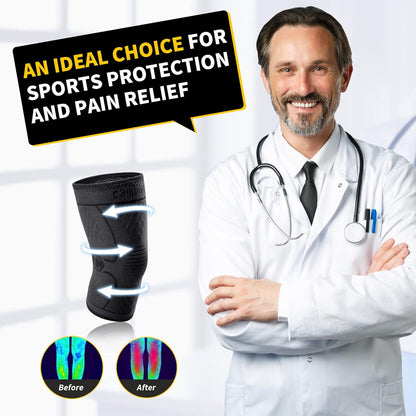 2 Pack Knee Braces for Women & Men, Knee Compression Sleeves for Knee Pain Relief, Knee Support with Non-Slip Silicone, Breathable, for Running, Workout, Weightlifting & Daily Use, Arthritis Support (Black, Medium)