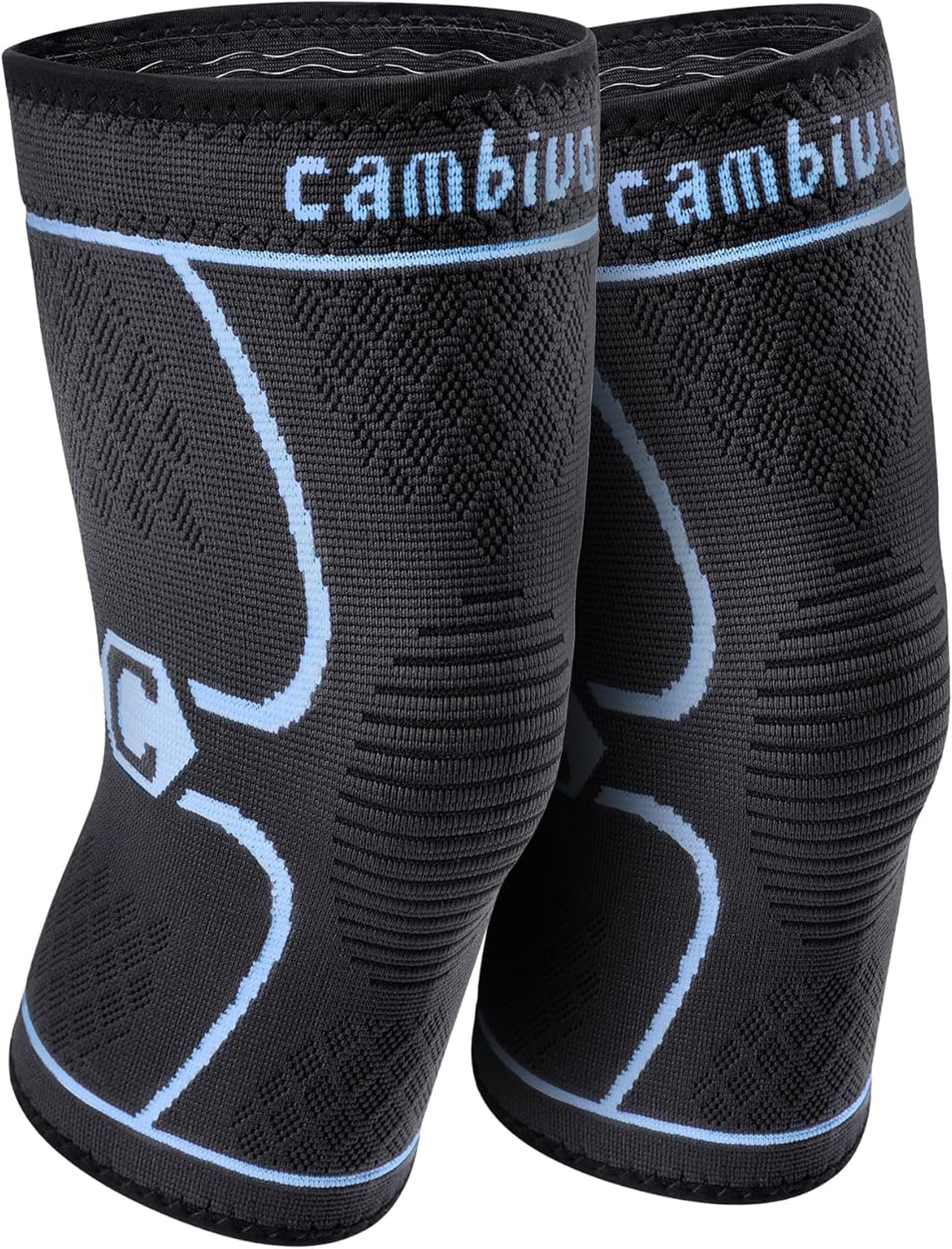 2 Pack Knee Braces for Women & Men, Knee Compression Sleeves for Knee Pain Relief, Knee Support with Non-Slip Silicone, Breathable, for Running, Workout, Weightlifting & Daily Use, Arthritis Support (Black, Medium)