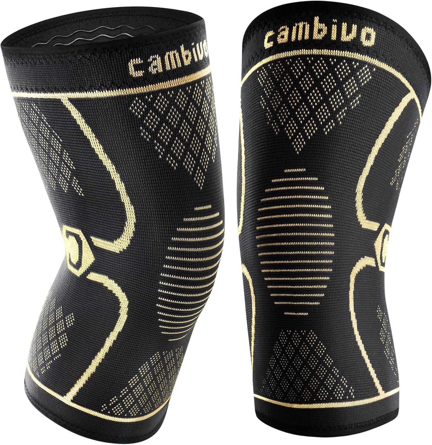 2 Pack Knee Braces for Women & Men, Knee Compression Sleeves for Knee Pain Relief, Knee Support with Non-Slip Silicone, Breathable, for Running, Workout, Weightlifting & Daily Use, Arthritis Support (Black, Medium)