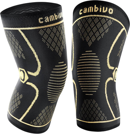2 Pack Knee Braces for Women & Men, Knee Compression Sleeves for Knee Pain Relief, Knee Support with Non-Slip Silicone, Breathable, for Running, Workout, Weightlifting & Daily Use, Arthritis Support (Black, Medium)